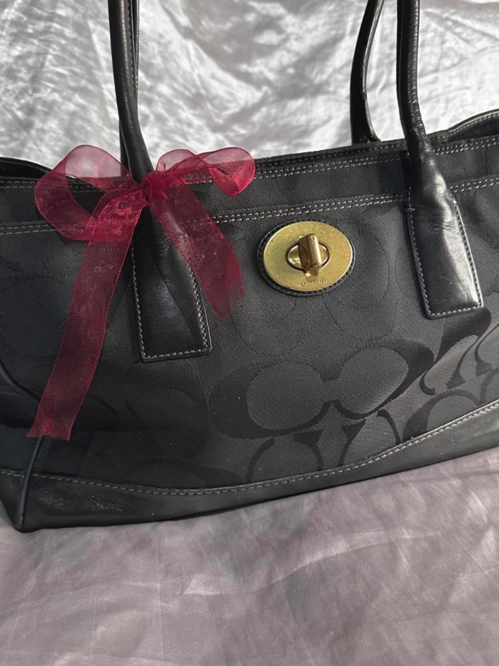 Vintage Y2K Coach Madeline Signature Canvas Black Shoulder Purse 11558